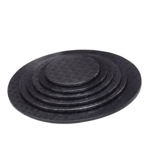 Doric Cake Board/Drum Black Silver Round 14"
